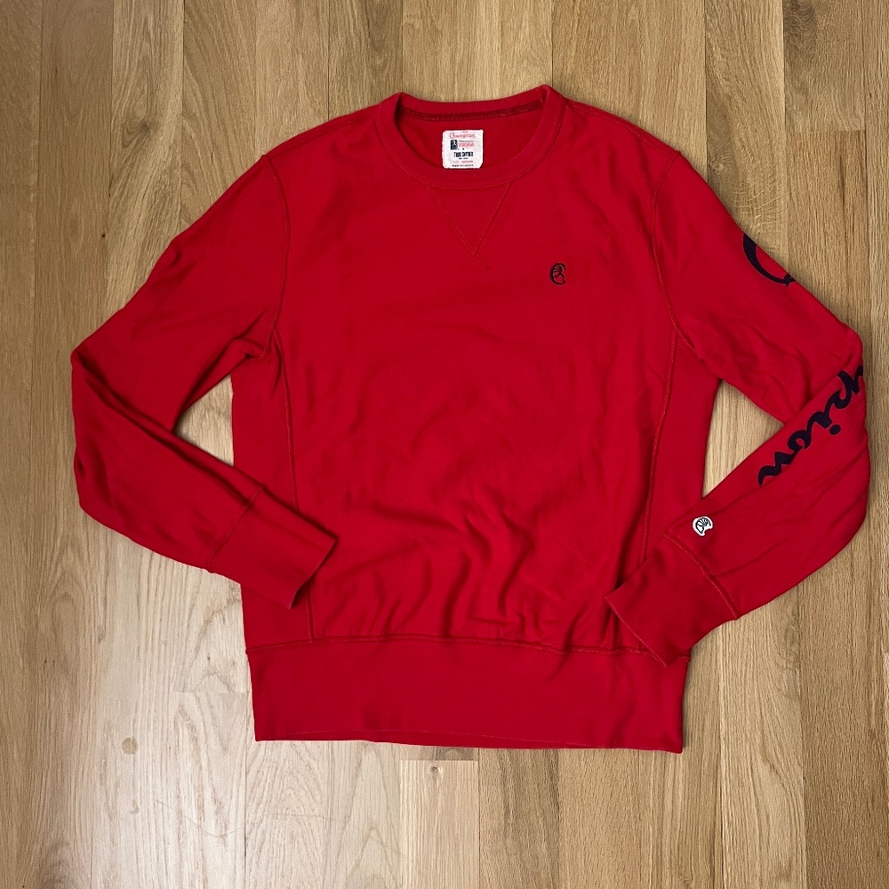 Todd Snyder Red Crewneck Sweatshirt with Navy Script Details